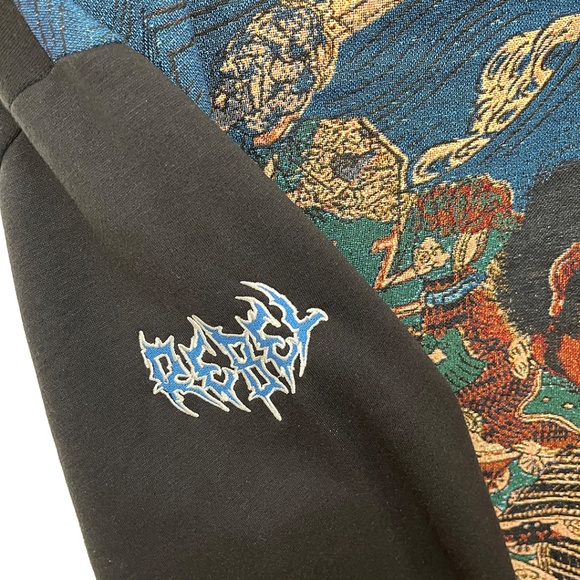 Japanese Samurai Tapestry Back Men’s Bomber Jacket Rebel Vengeance Medium - Picture 7 of 13